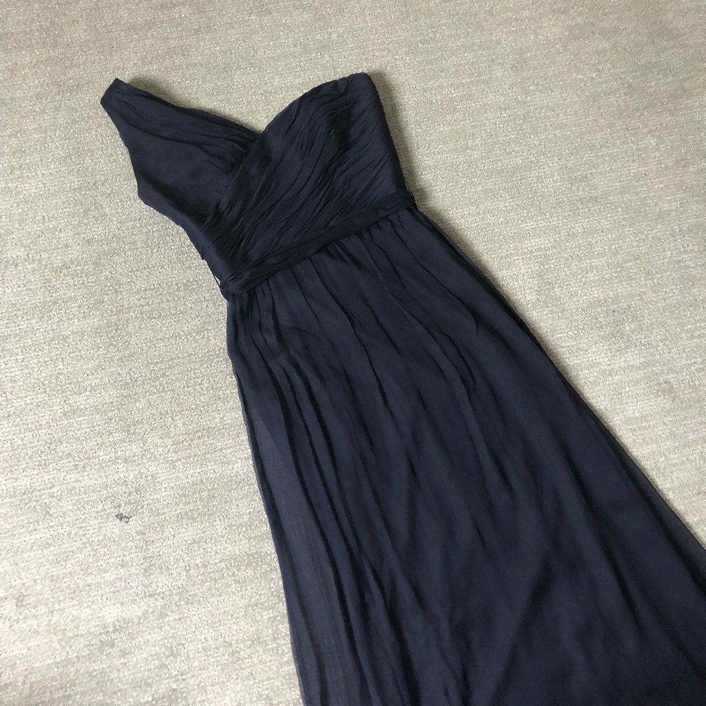 Navy Amsale One-Shoulder Bridesmaids Deess